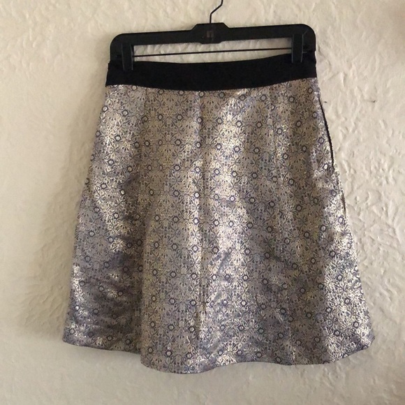 Narcisco Rodriguez for Design Nation Blue Gold Brocade Skirt 4 - Picture 6 of 9